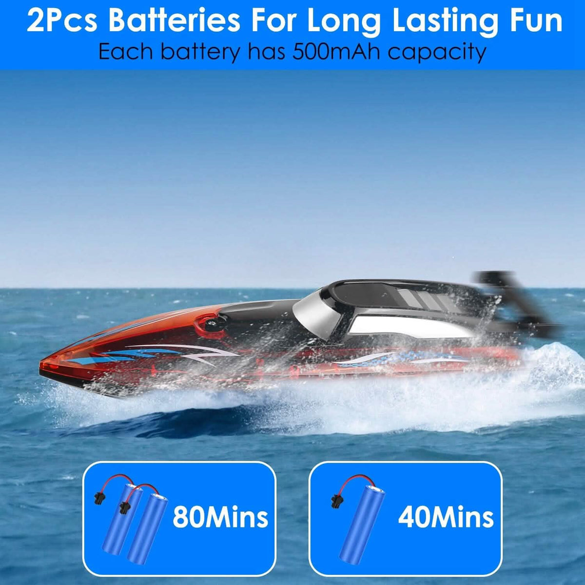 RC Boat with Colorful LED Light 10KM/H - A-1 Thread Vault