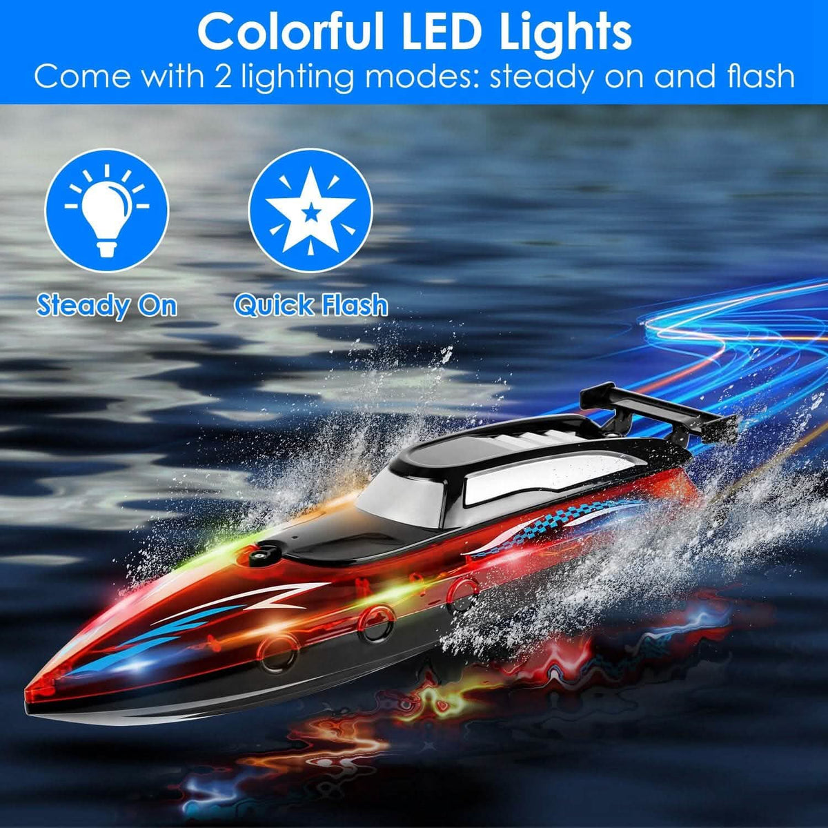 RC Boat with Colorful LED Light 10KM/H - A-1 Thread Vault