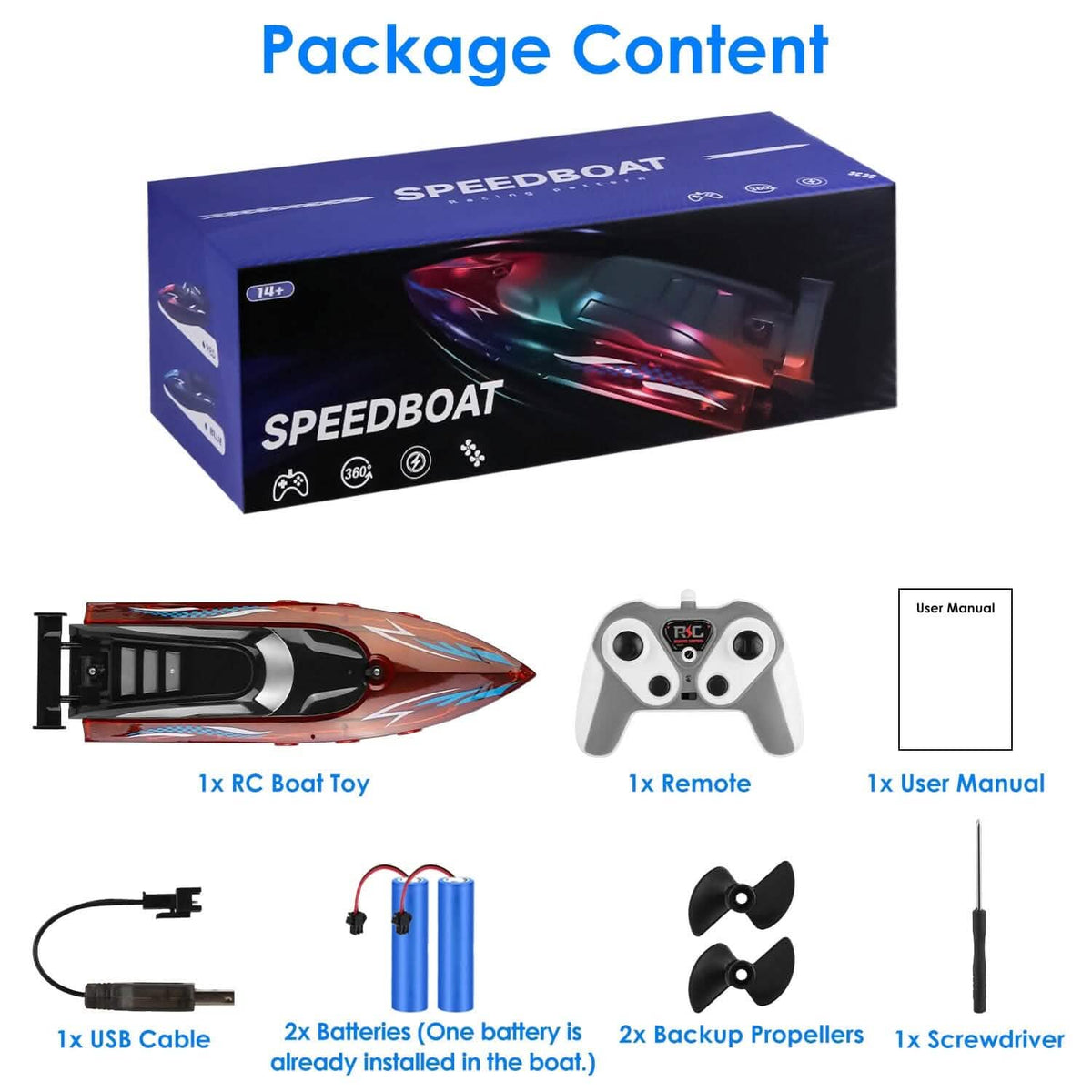 RC Boat with Colorful LED Light 10KM/H - A-1 Thread Vault