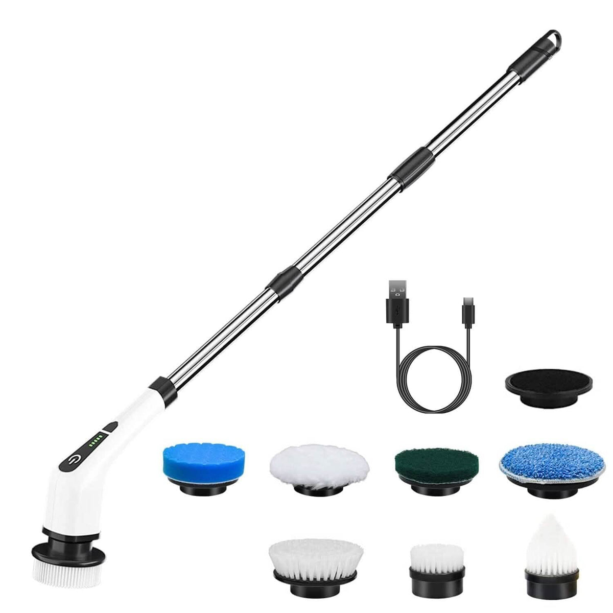 Rechargeable Electric Spin Scrubber 8 Brush Replaceable Heads 2 Speed - A-1 Thread Vault
