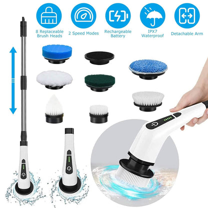 Rechargeable Electric Spin Scrubber 8 Brush Replaceable Heads 2 Speed - A-1 Thread Vault