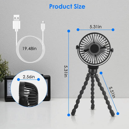Rechargeable Handheld Fan with Flexible Tripod - A-1 Thread Vault