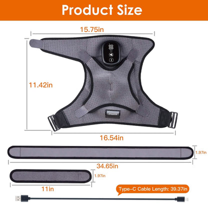 Rechargeable Heated Shoulder Wrap Massager Shoulder Brace Support with 3 Heating Levels - A-1 Thread Vault