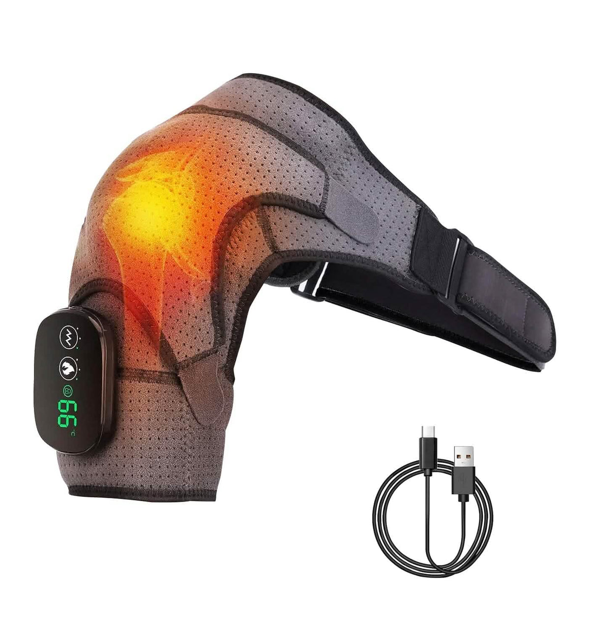 Rechargeable Heated Shoulder Wrap Massager Shoulder Brace Support with 3 Heating Levels - A-1 Thread Vault