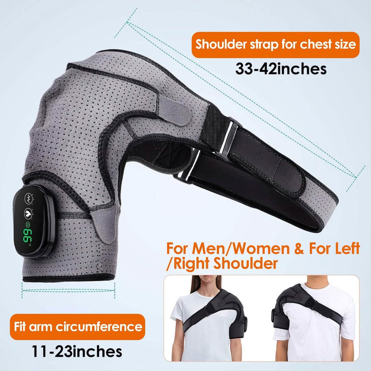 Rechargeable Heated Shoulder Wrap Massager Shoulder Brace Support with 3 Heating Levels - A-1 Thread Vault
