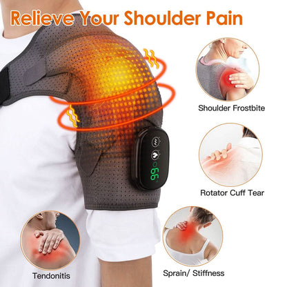 Rechargeable Heated Shoulder Wrap Massager Shoulder Brace Support with 3 Heating Levels - A-1 Thread Vault