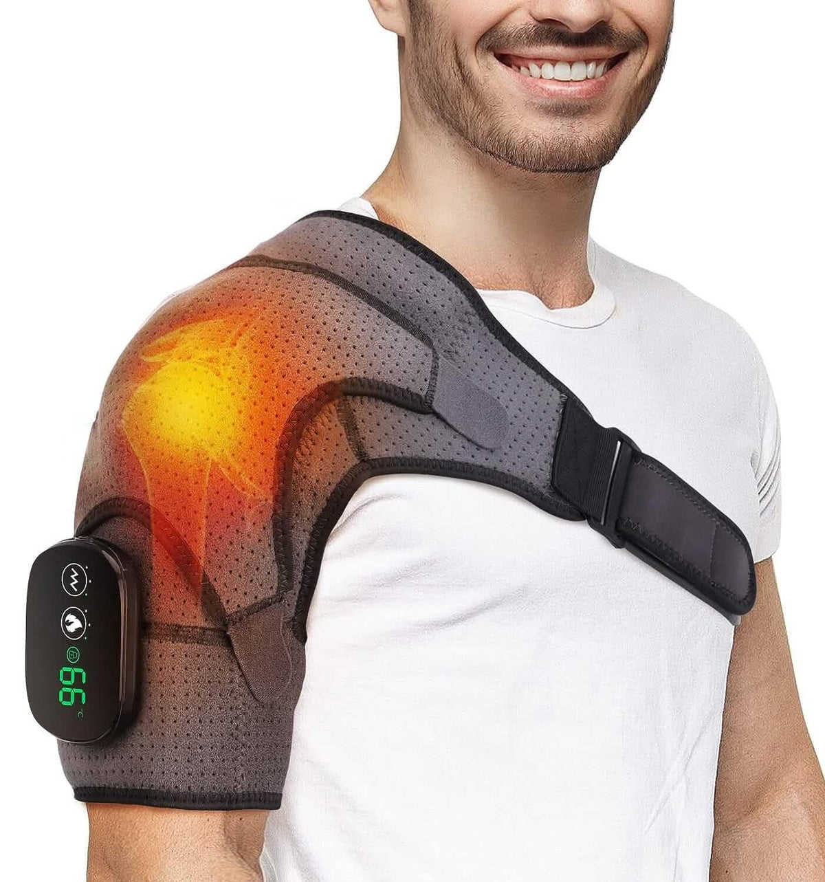 Rechargeable Heated Shoulder Wrap Massager Shoulder Brace Support with 3 Heating Levels - A-1 Thread Vault