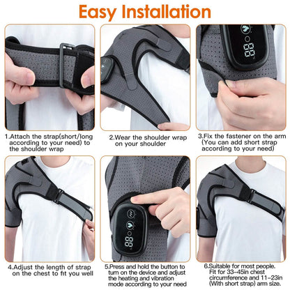 Rechargeable Heated Shoulder Wrap Massager Shoulder Brace Support with 3 Heating Levels - A-1 Thread Vault