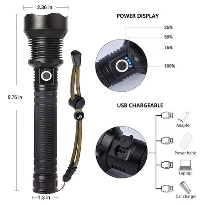 Rechargeable LED Flashlights 90000 Lumens - A-1 Thread Vault