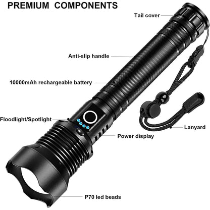 Rechargeable LED Flashlights 90000 Lumens - A-1 Thread Vault