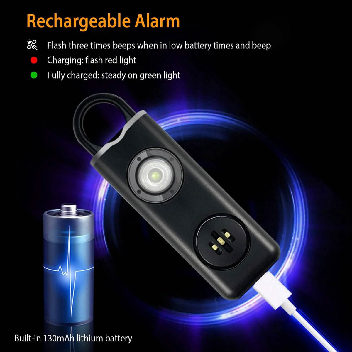 Rechargeable Personal Safety Alarm with Strobe Light - A-1 Thread Vault