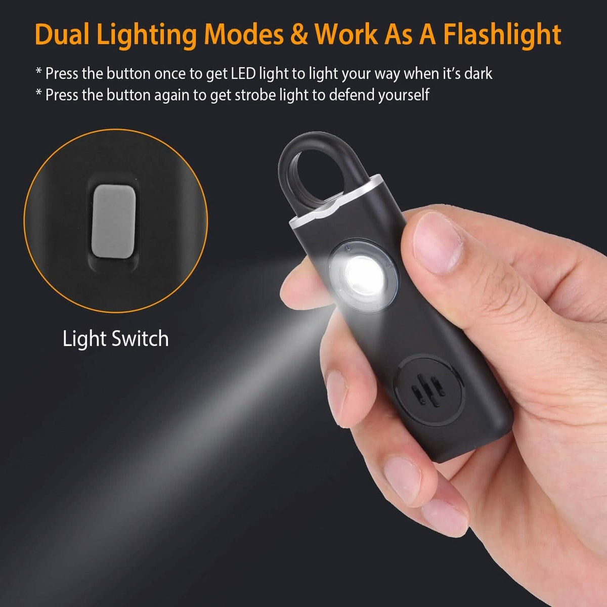 Rechargeable Personal Safety Alarm with Strobe Light - A-1 Thread Vault