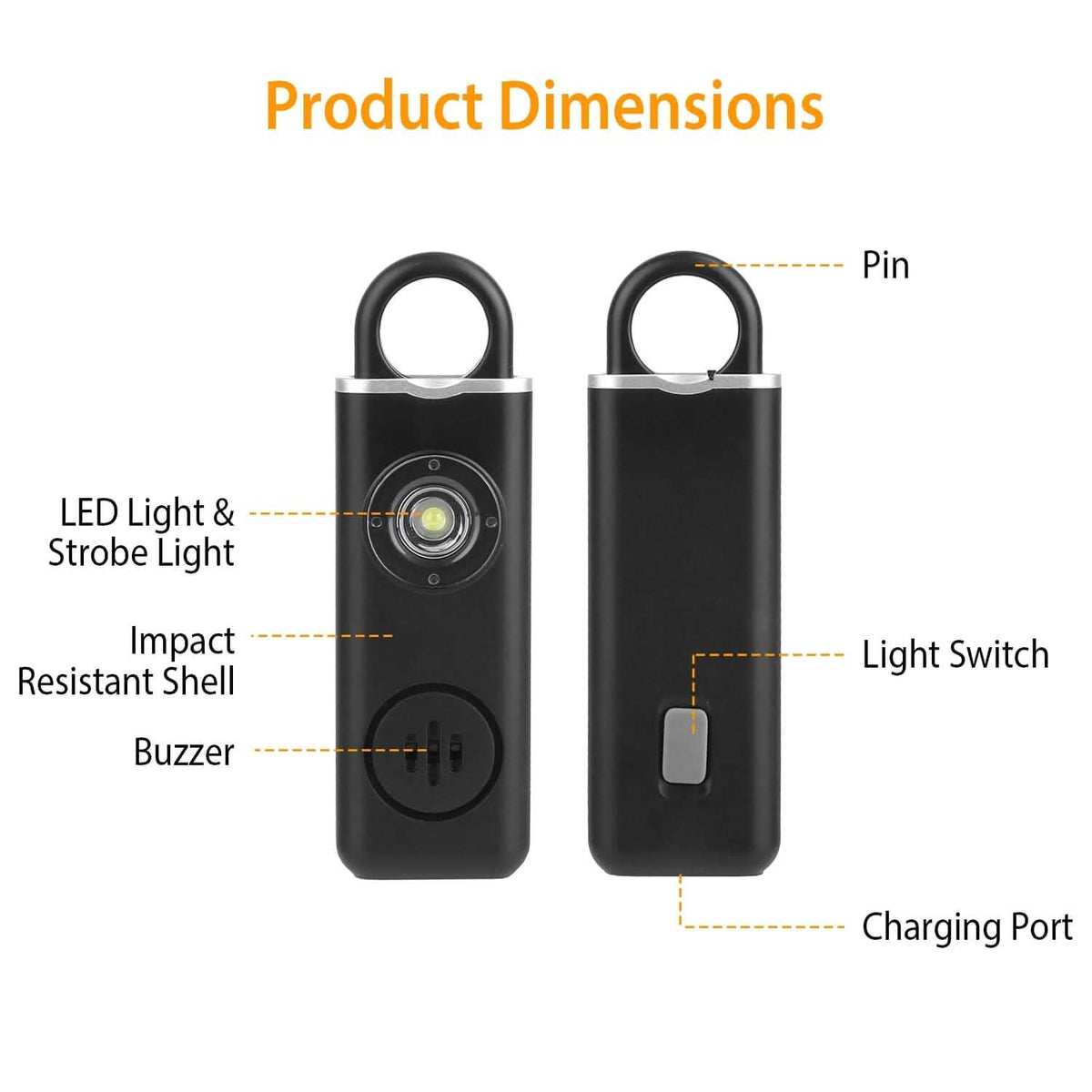 Rechargeable Personal Safety Alarm with Strobe Light - A-1 Thread Vault