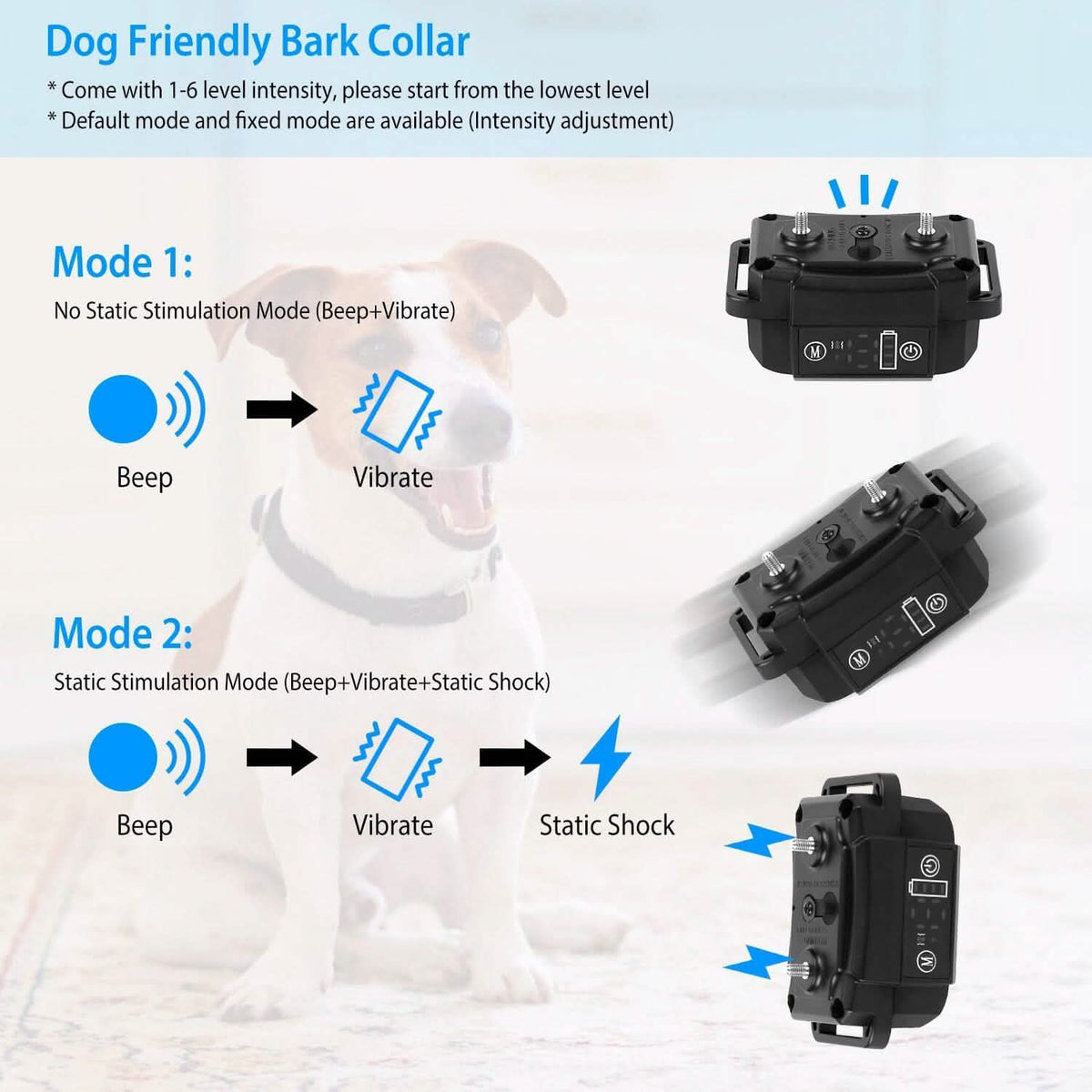 Rechargeable Waterproof Beep Vibration Static Stimulation Bark Stopper - A-1 Thread Vault