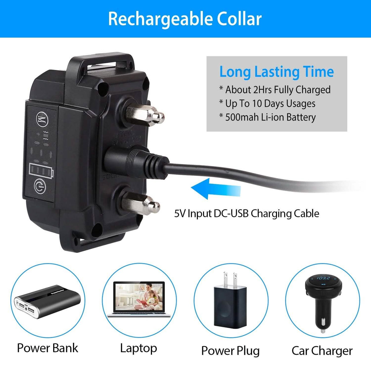 Rechargeable Waterproof Beep Vibration Static Stimulation Bark Stopper - A-1 Thread Vault