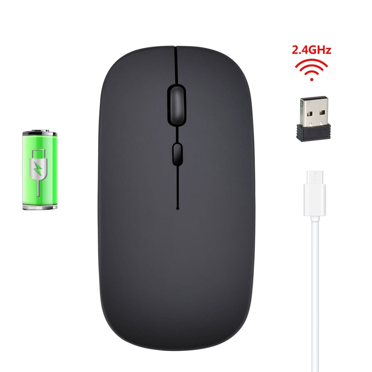 Rechargeable wireless mouse with 2.4G mute and one click return to desktop office mouse with built-in lithium battery