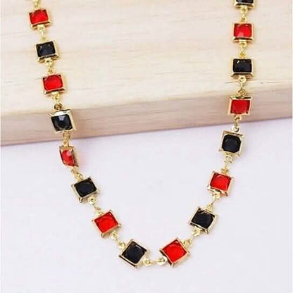 Red And Crystal Square Ankle Bracelet - A-1 Thread Vault