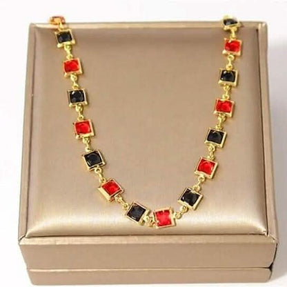 Red And Crystal Square Ankle Bracelet - A-1 Thread Vault