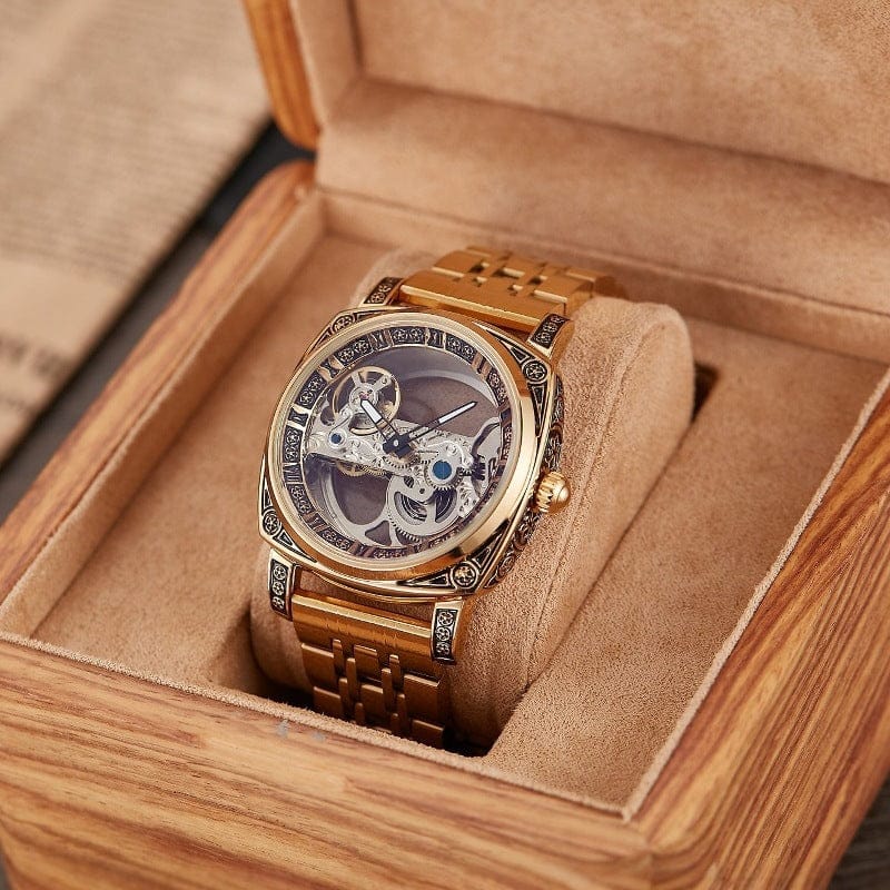 Relief-embossed Vintage Luminous Self-winding Mechanical Watch - A-1 Thread Vault