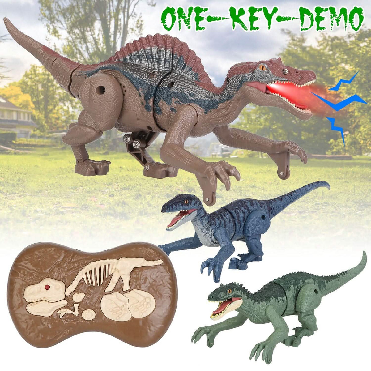 Remote Control Dinosaur with 3D Eye Roaring Sounds for 3-12 Years Old - A-1 Thread Vault