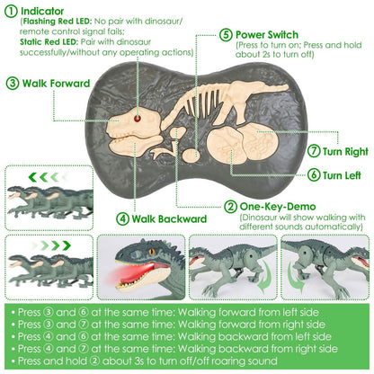 Remote Control Dinosaur with 3D Eye Roaring Sounds for 3-12 Years Old - A-1 Thread Vault