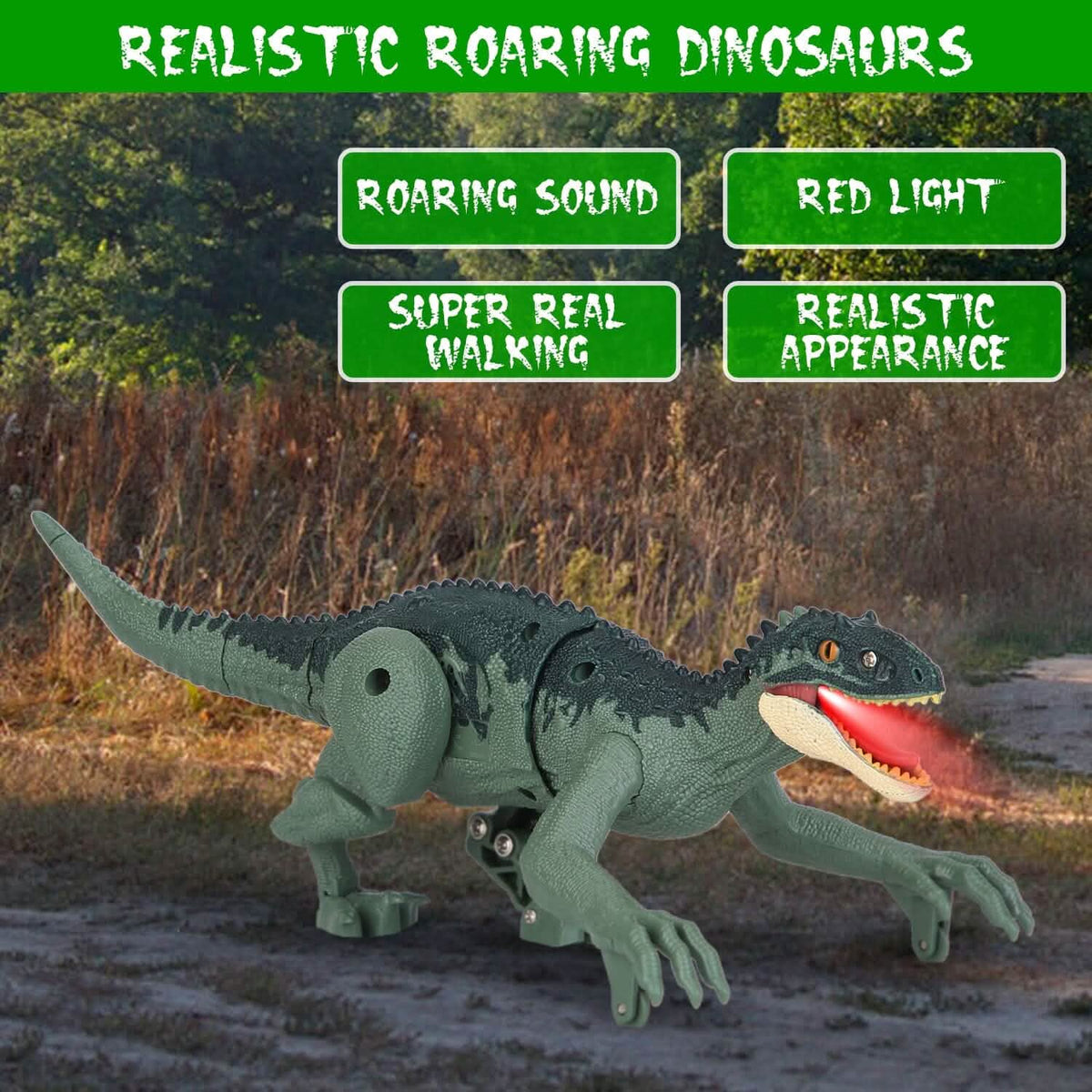 Remote Control Dinosaur with 3D Eye Roaring Sounds for 3-12 Years Old - A-1 Thread Vault