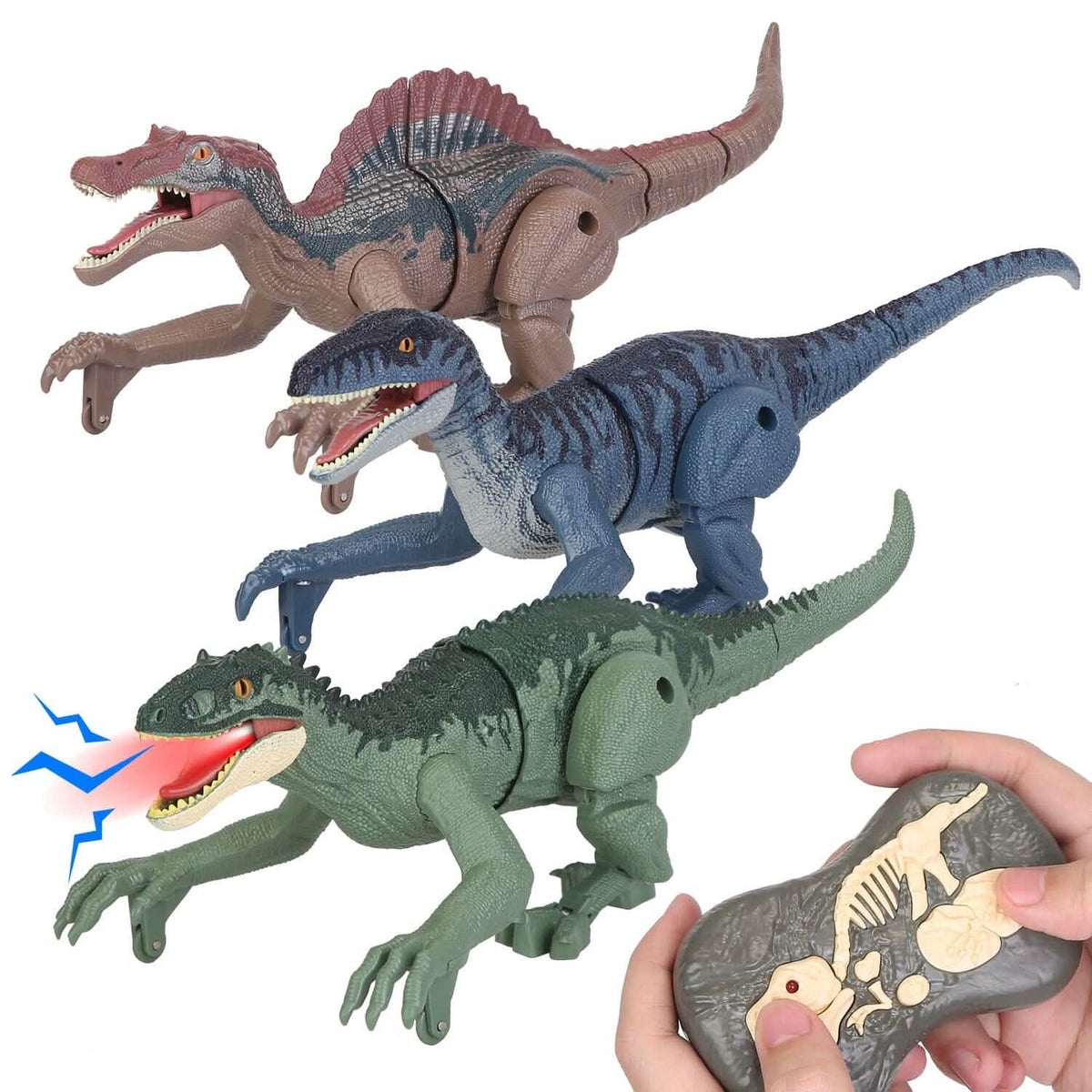 Remote Control Dinosaur with 3D Eye Roaring Sounds for 3-12 Years Old - A-1 Thread Vault