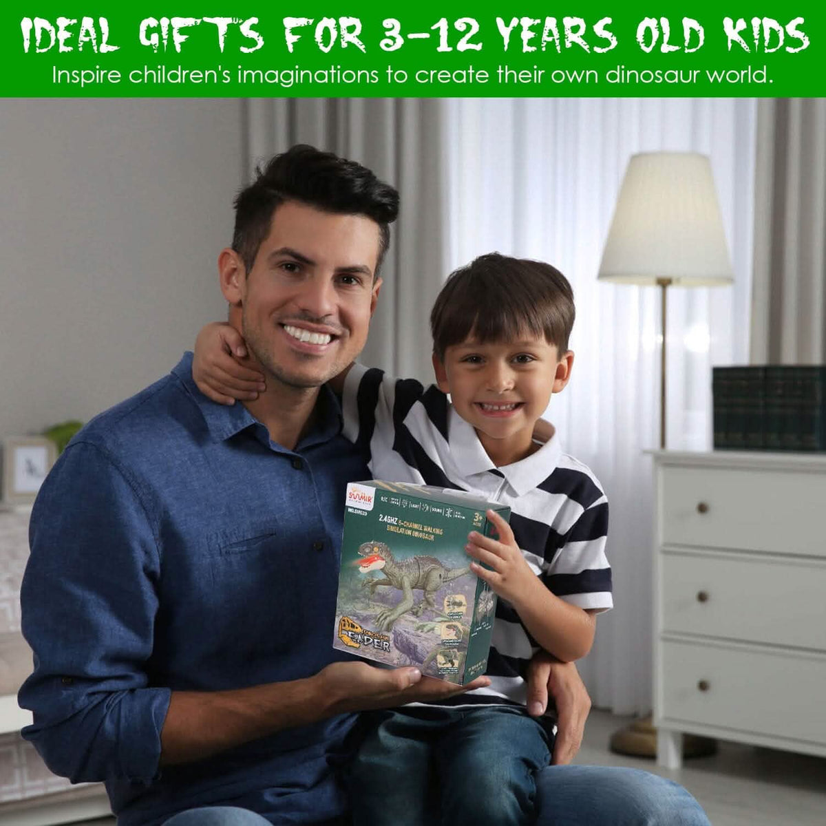 Remote Control Dinosaur with 3D Eye Roaring Sounds for 3-12 Years Old - A-1 Thread Vault