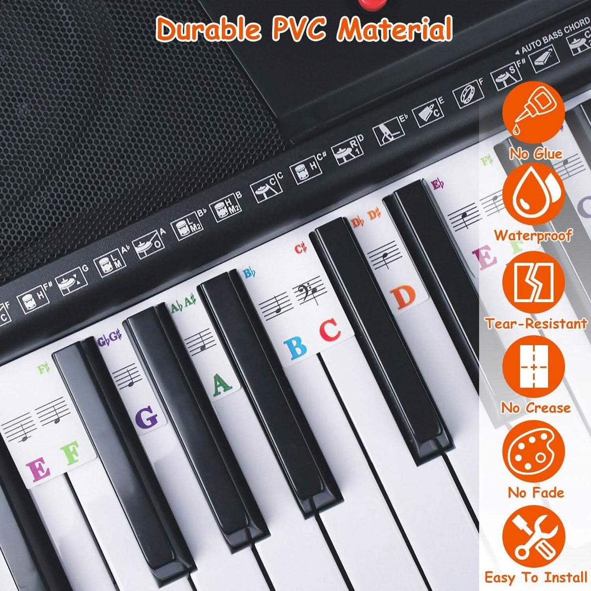Removable PVC Piano Keyboard Stickers - A-1 Thread Vault