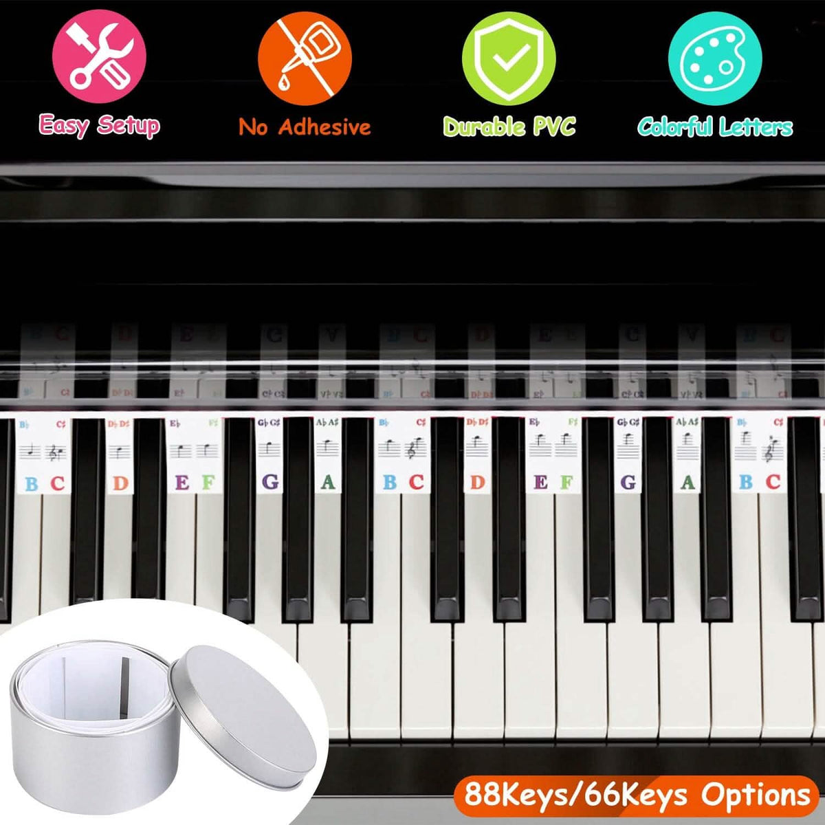 Removable PVC Piano Keyboard Stickers - A-1 Thread Vault