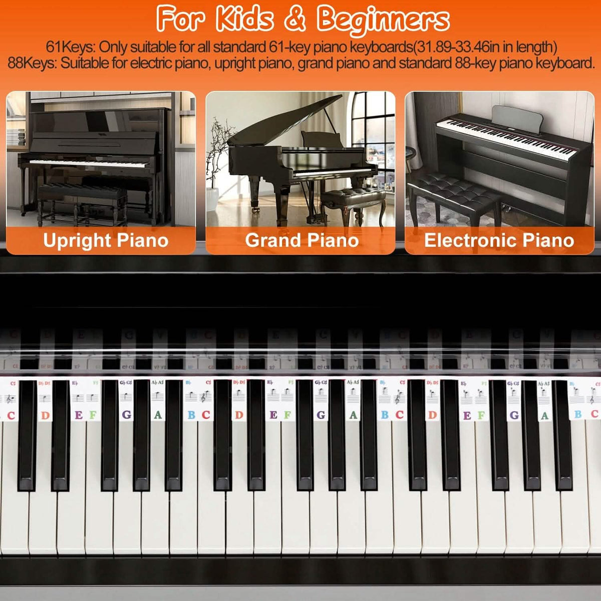 Removable PVC Piano Keyboard Stickers - A-1 Thread Vault
