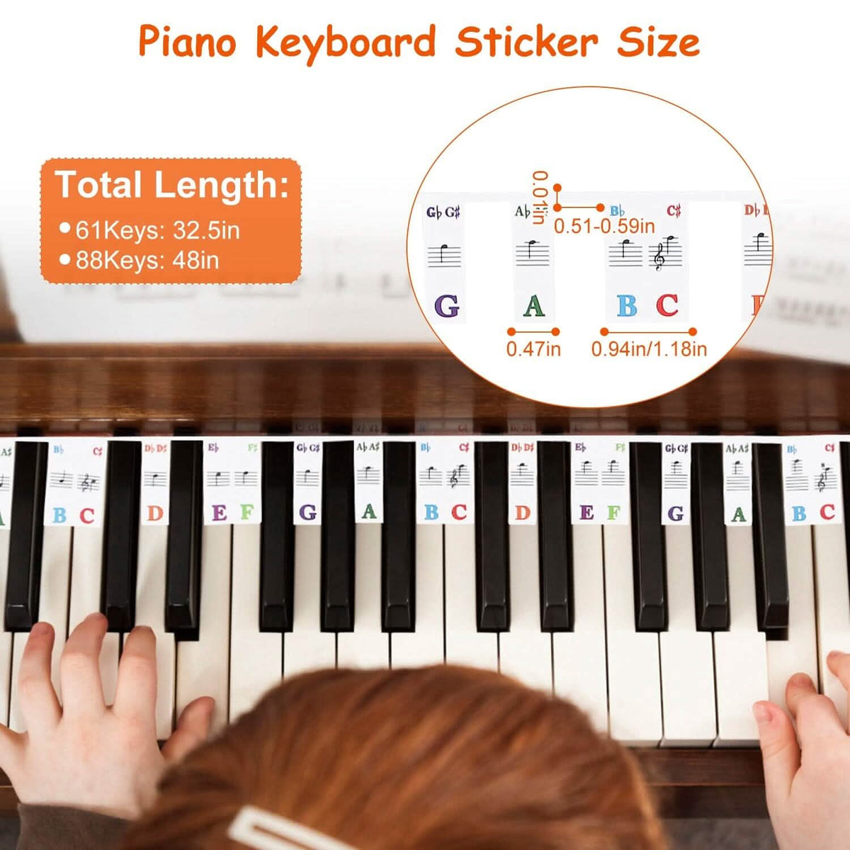 Removable PVC Piano Keyboard Stickers - A-1 Thread Vault