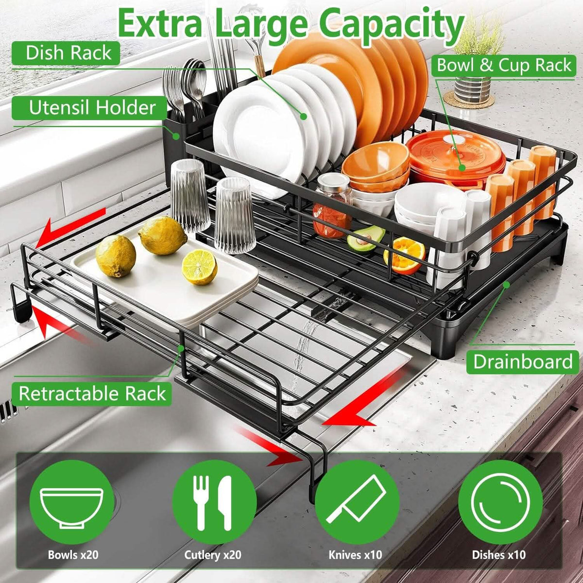 Retractable Dish Drying Rack - A-1 Thread Vault