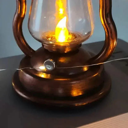 Retro Kerosene Lamp LED Horse Lantern Outdoor Waterproof Portable Rechargeable Solar Powered Flame Light - A-1 Thread Vault