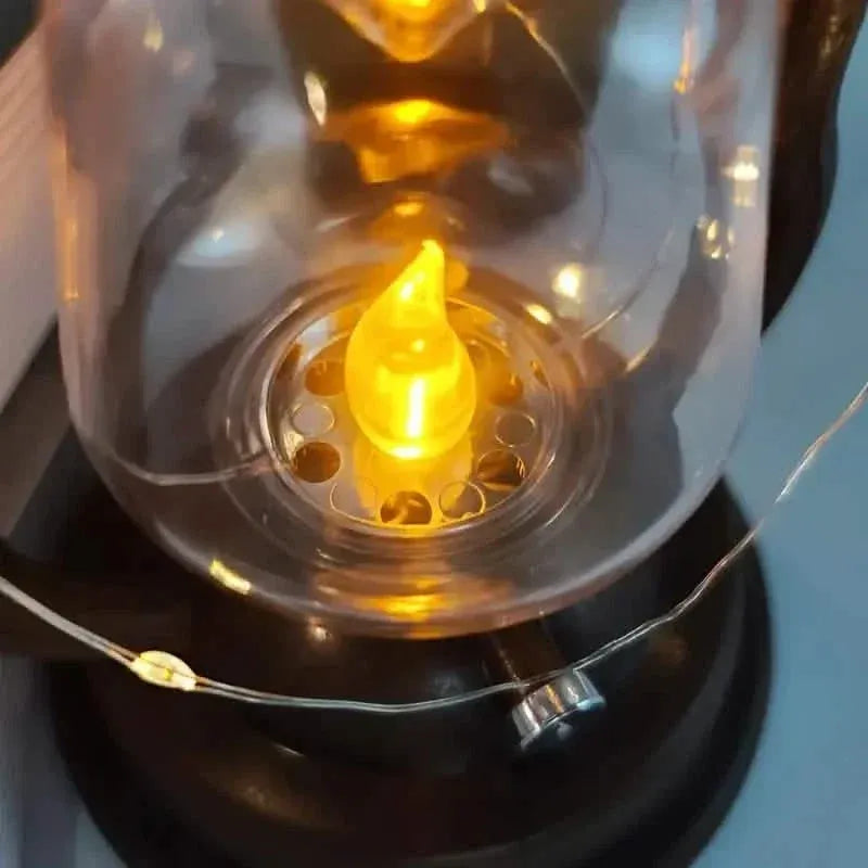 Retro Kerosene Lamp LED Horse Lantern Outdoor Waterproof Portable Rechargeable Solar Powered Flame Light - A-1 Thread Vault
