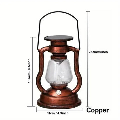 Retro Kerosene Lamp LED Horse Lantern Outdoor Waterproof Portable Rechargeable Solar Powered Flame Light - A-1 Thread Vault