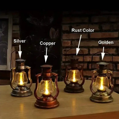 Retro Kerosene Lamp LED Horse Lantern Outdoor Waterproof Portable Rechargeable Solar Powered Flame Light - A-1 Thread Vault