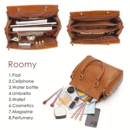 Retro PU Leather Handbag with Multi Card Slot - A-1 Thread Vault