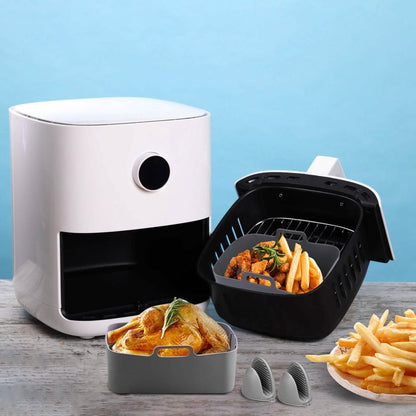 Reusable Air Fryer Silicone Pot Rectangle Replacement of Parchment Liners 6-8 Quart - A-1 Thread Vault