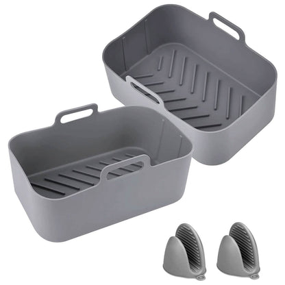 Reusable Air Fryer Silicone Pot Rectangle Replacement of Parchment Liners 6-8 Quart - A-1 Thread Vault