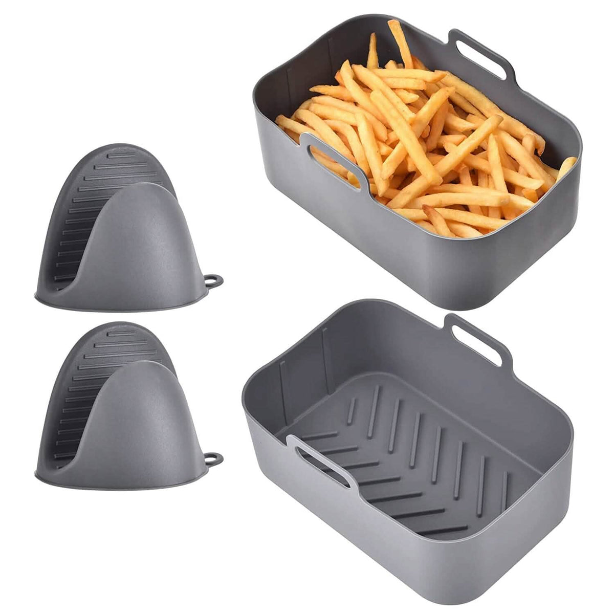 Reusable Air Fryer Silicone Pot Rectangle Replacement of Parchment Liners 6-8 Quart - A-1 Thread Vault