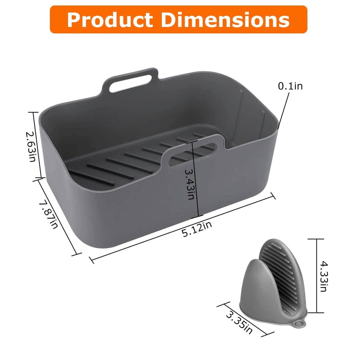 Reusable Air Fryer Silicone Pot Rectangle Replacement of Parchment Liners 6-8 Quart - A-1 Thread Vault