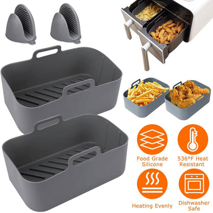 Reusable Air Fryer Silicone Pot Rectangle Replacement of Parchment Liners 6-8 Quart - A-1 Thread Vault