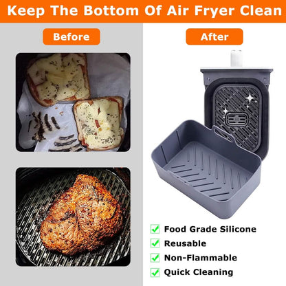 Reusable Air Fryer Silicone Pot Rectangle Replacement of Parchment Liners 6-8 Quart - A-1 Thread Vault