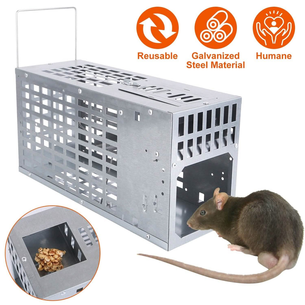 Reusable Metal Rat Cage Catch Release Continuous Capture - A-1 Thread Vault
