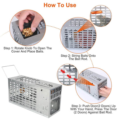 Reusable Metal Rat Cage Catch Release Continuous Capture - A-1 Thread Vault