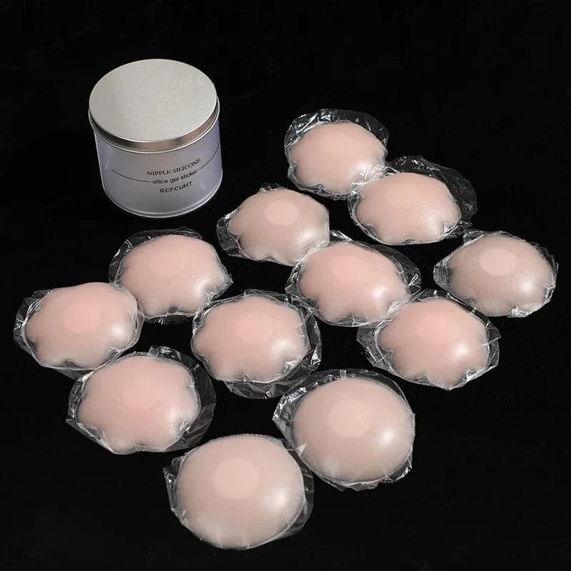 Reusable Women Breast Petals Lift Nipple Cover Invisible Petal Adhesive Strapless Backless Stick on Bra Silicone Breast Stickers - A-1 Thread Vault