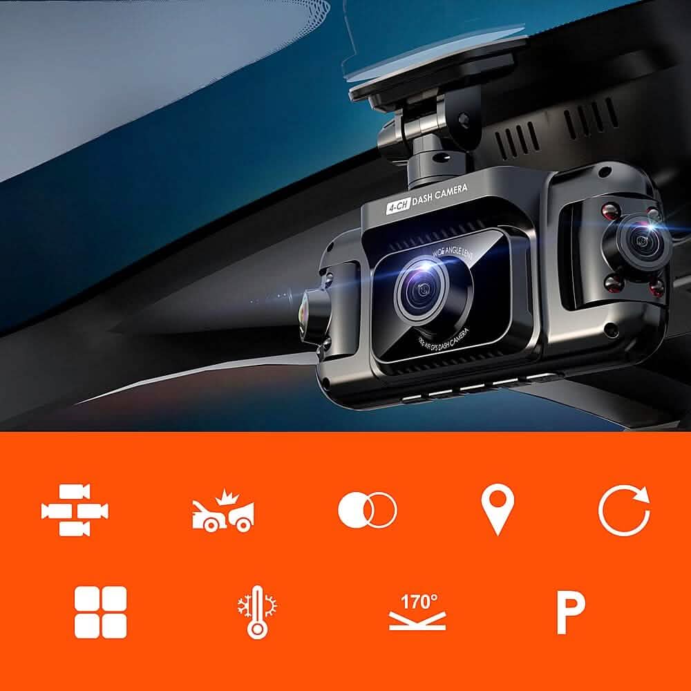Rexing - R4 4 Channel Dash Cam with All Around 1080p Resolution, Wi-Fi, and GPS - Black (Refurbished) - A-1 Thread Vault