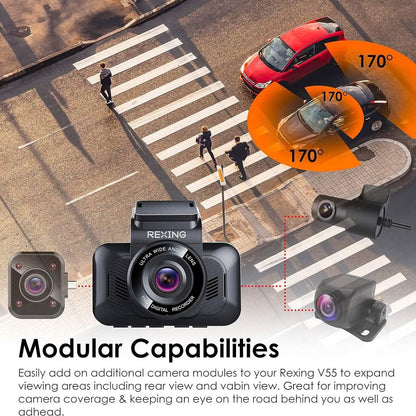 RexingUSA V55 Dash Cam - 4k Modular Capabilities (Refurbished) - A-1 Thread Vault