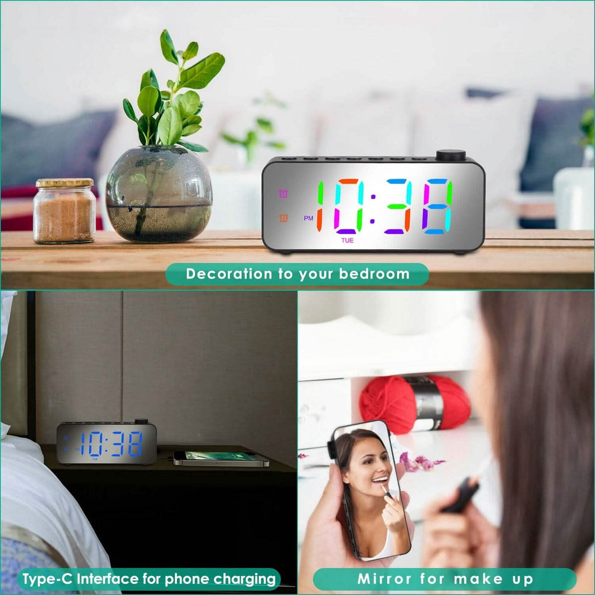 RGB Color LED Digital Alarm Clock - A-1 Thread Vault